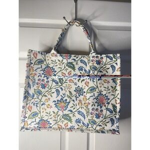 Floral Canvas Tote Bag Vintage Cottagecore Lined Reusable Shopping Market Bag